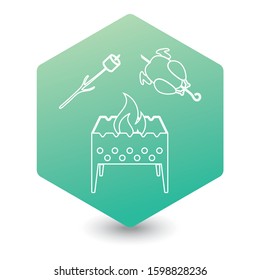 Brazier, zephyr and chicken icon. Vector illustration


