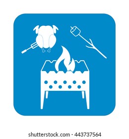 Brazier, zephyr and chicken icon. Vector illustration

