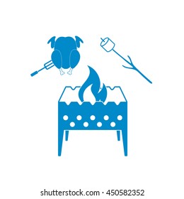 Brazier, zephyr and chicken icon. Vector illustration