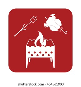 Brazier, zephyr and chicken icon. Vector illustration

