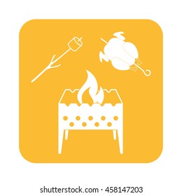 Brazier, zephyr and chicken icon. Vector illustration


