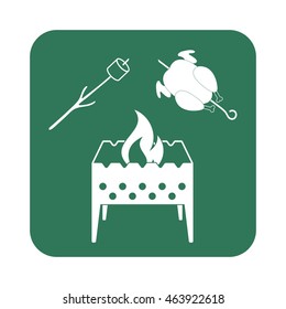 Brazier, zephyr and chicken icon. Vector illustration