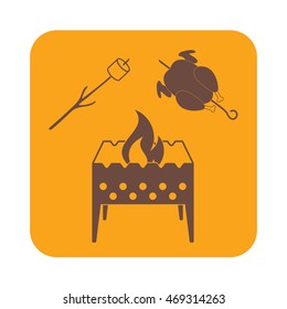 Brazier, zephyr and chicken icon. Vector illustration