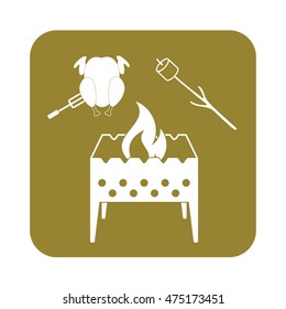 Brazier, zephyr and chicken icon. Vector illustration