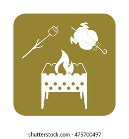 Brazier, zephyr and chicken icon. Vector illustration
