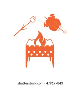 Brazier, zephyr and chicken icon. Vector illustration