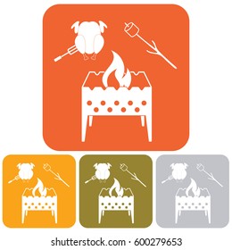 Brazier, zephyr and chicken icon. Vector illustration
