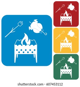 Brazier, zephyr and chicken icon. Vector illustration

