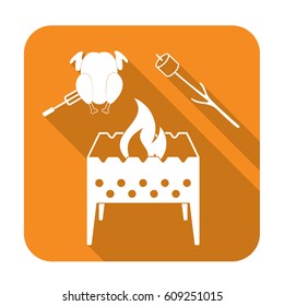 Brazier, zephyr and chicken icon. Vector illustration

