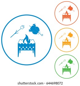 Brazier, zephyr and chicken icon. Vector illustration