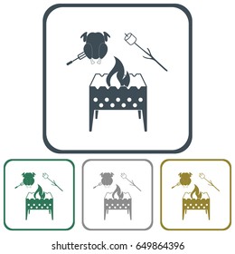 Brazier, zephyr and chicken icon. Vector illustration

