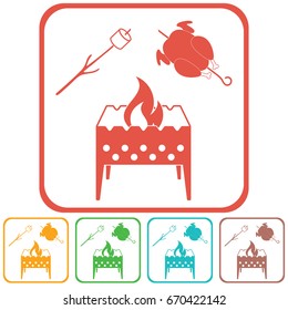 Brazier, zephyr and chicken icon. Vector illustration