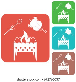 Brazier, zephyr and chicken icon. Vector illustration