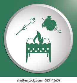Brazier, zephyr and chicken icon. Vector illustration

