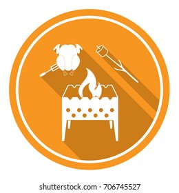 Brazier, zephyr and chicken icon. Vector illustration