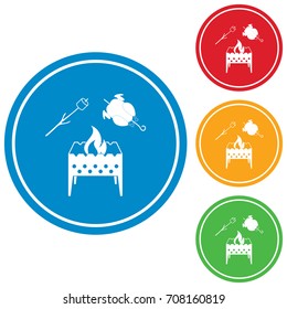 Brazier, zephyr and chicken icon. Vector illustration


