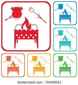 Brazier, zephyr and chicken icon. Vector illustration

