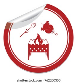 Brazier, zephyr and chicken icon. Vector illustration

