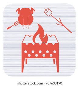 Brazier, zephyr and chicken icon. Vector illustration