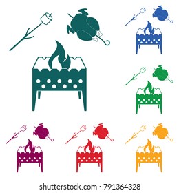 Brazier, zephyr and chicken icon. Vector illustration

