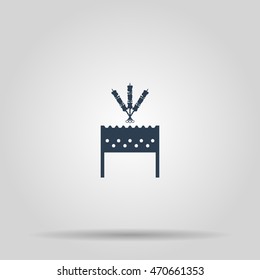 Brazier zephyr, chicken and kebab icon. Concept illustration for design.
