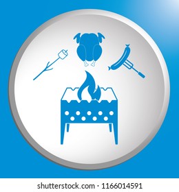 Brazier, zephyr, chicken and sausage icon. Vector illustration

