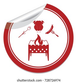Brazier, zephyr, chicken and sausage icon. Vector illustration

