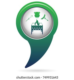 Brazier, zephyr, chicken and sausage icon. Vector illustration

