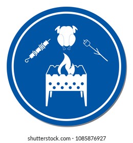 Brazier zephyr, kebab and chicken icon. Vector illustration

