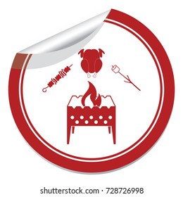 Brazier zephyr, kebab and chicken icon. Vector illustration

