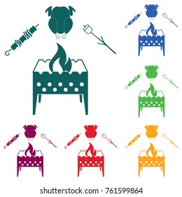 Brazier zephyr, kebab and chicken icon. Vector illustration

