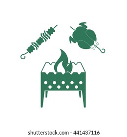 Brazier zephyr, kebab and chicken . Vector illustration

