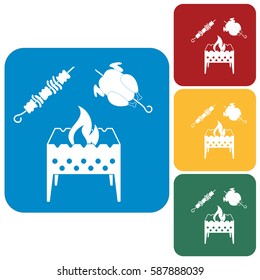 Brazier zephyr, kebab and chicken . Vector illustration

