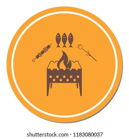 Brazier zephyr, kebab and fish icon. Vector illustration

