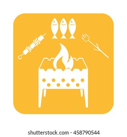 Brazier zephyr, kebab and fish icon. Vector illustration

