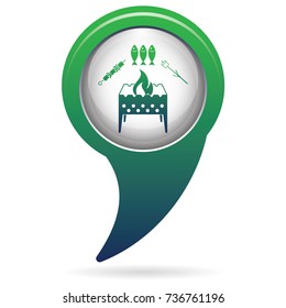Brazier zephyr, kebab and fish icon. Vector illustration

