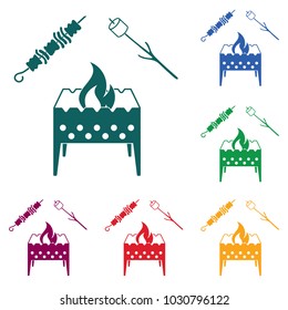 Brazier, zephyr and kebab icon. Vector illustration