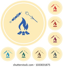 Brazier, zephyr and kebab icon. Vector illustration

