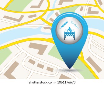 Brazier, zephyr and kebab icon. Vector illustration