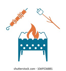 Brazier, zephyr and kebab icon. Vector illustration

