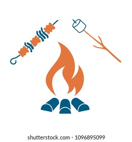 Brazier, zephyr and kebab icon. Vector illustration

