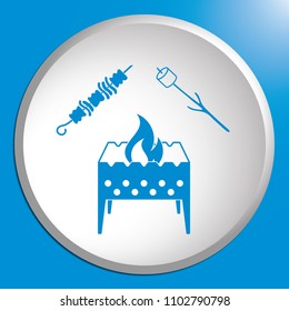 Brazier, zephyr and kebab icon. Vector illustration