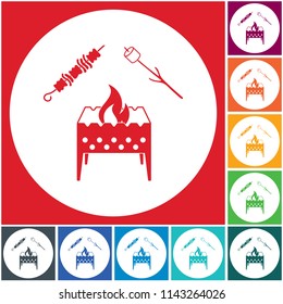 Brazier, zephyr and kebab icon. Vector illustration

