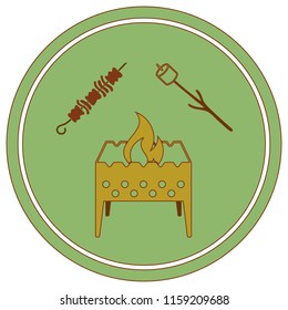 Brazier, zephyr and kebab icon. Vector illustration