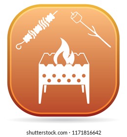 Brazier, zephyr and kebab icon. Vector illustration