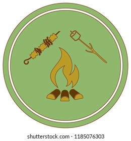 Brazier, zephyr and kebab icon. Vector illustration

