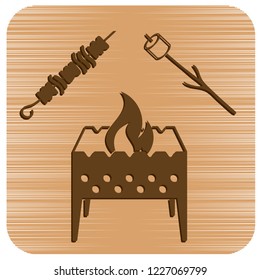 Brazier, zephyr and kebab icon. Vector illustration