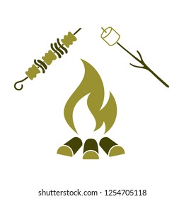 Brazier, zephyr and kebab icon. Vector illustration


