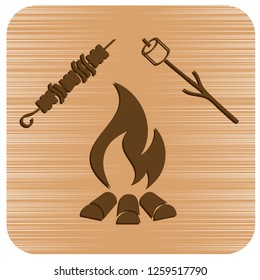 Brazier, zephyr and kebab icon. Vector illustration