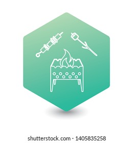 Brazier, zephyr and kebab icon. Vector illustration

